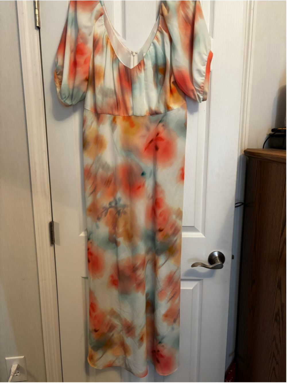 Banana Republic Maxi Dress Size 12 White Orange Floral Print